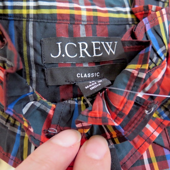J. Crew NWT Size 20 Jeweled Button Ruffled Popover Top Stewart Tartan Plaid - Picture 4 of 13